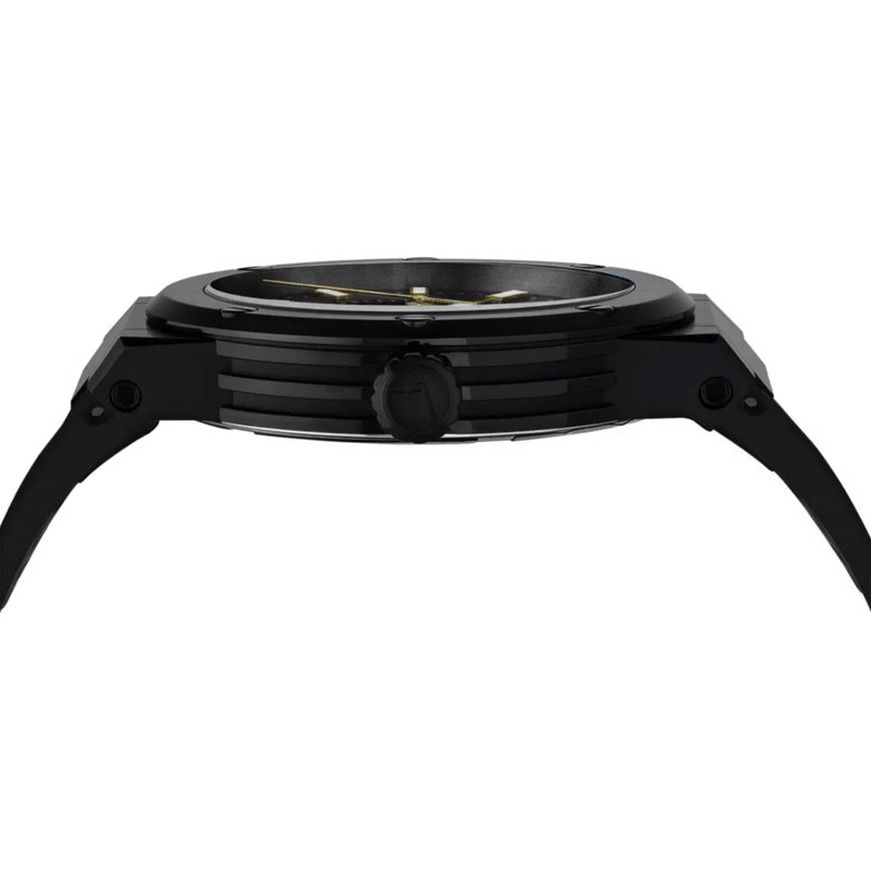 Ferragamo Men’s Swiss Made Quartz Black Silicone Strap Black Dial 44mm Watch SFHY01622