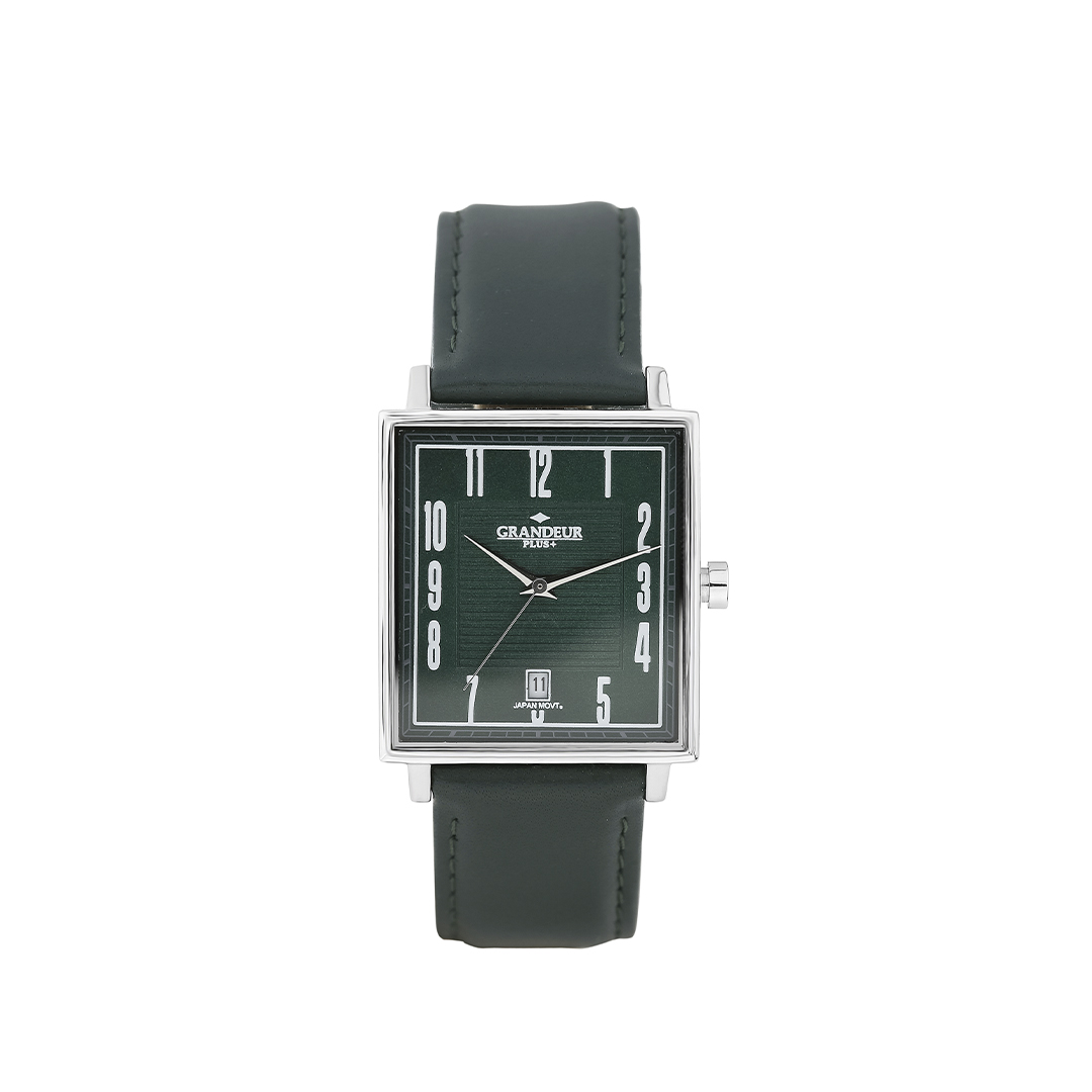 Grandeur Plus Japan Men’s Quartz Dark Green Leather Strap Green Dial 30mm Watch GRP009W3