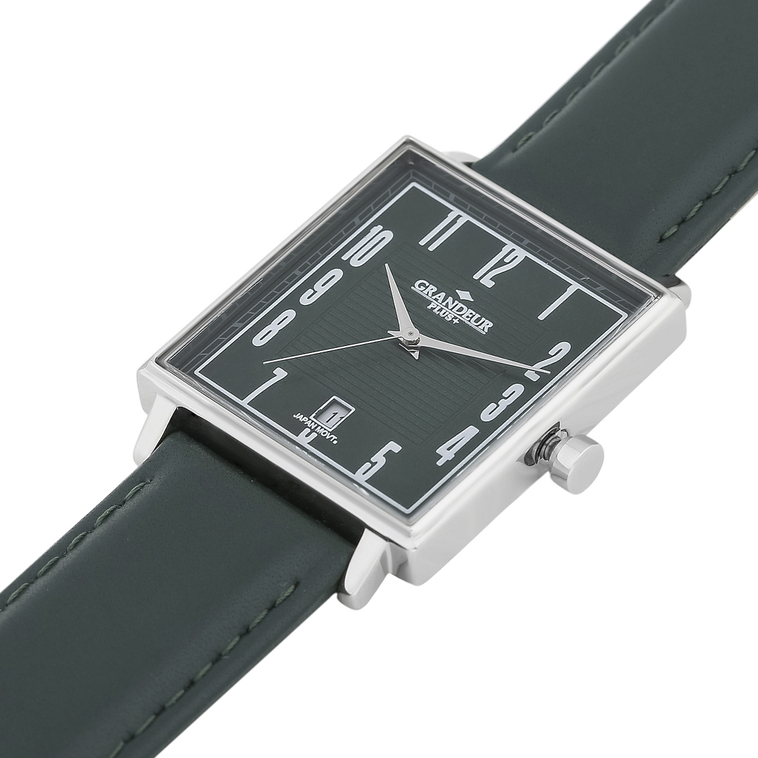 Grandeur Plus Japan Men’s Quartz Dark Green Leather Strap Green Dial 30mm Watch GRP009W3 - Image 3