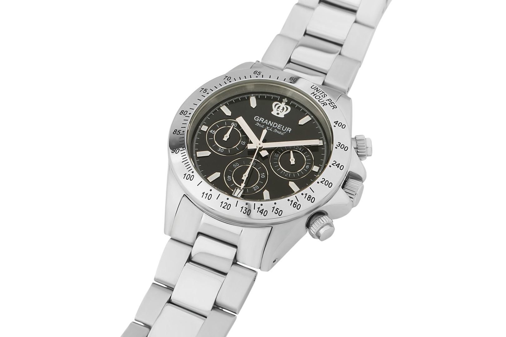 Grandeur Japan Men’s Quartz Stainless Steel Black Dial 42mm Watch JGR004W4 - Image 3