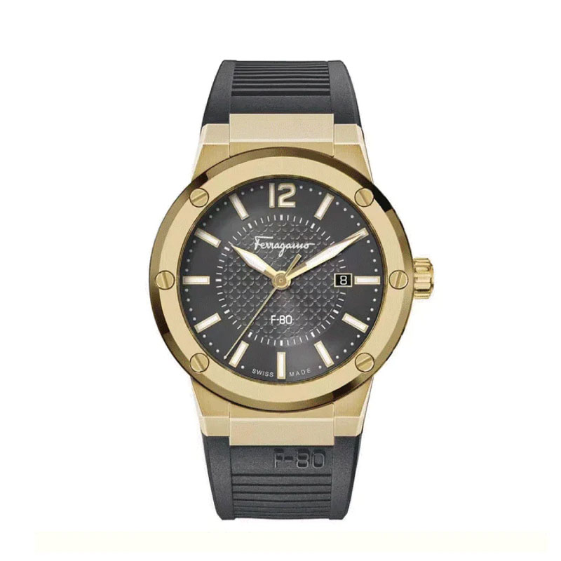 Ferragamo Men’s Swiss Made Quartz Grey Silicone Strap Grey Dial 44mm Watch SFHY01621