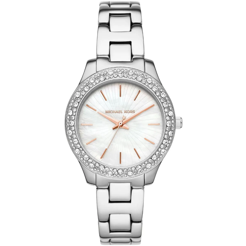 Michael Kors Women’s Quartz Silver Stainless Steel Mother Of Pearl White Dial 36mm Watch MK4556