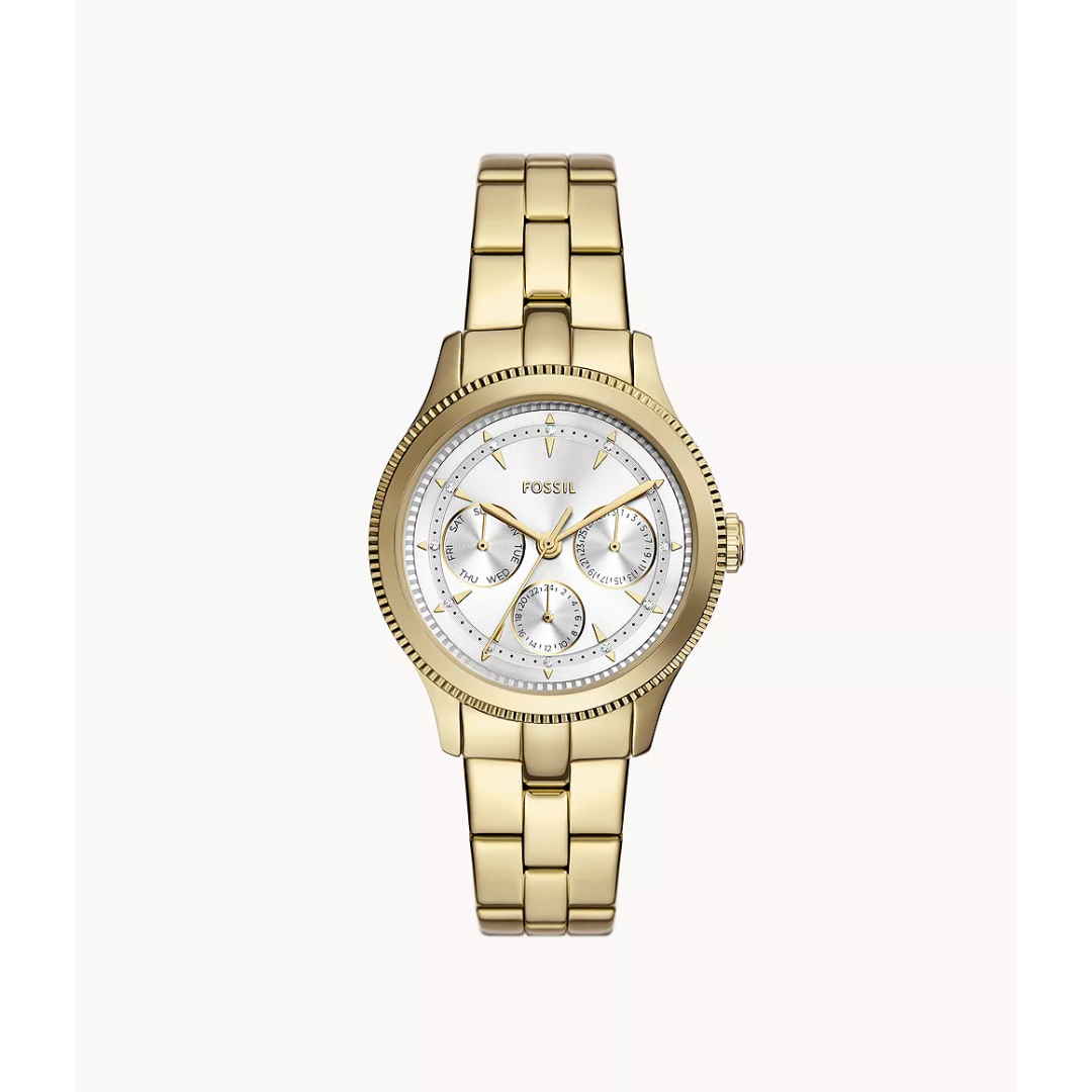 Fossil Women’s Quartz Gold Stainless Steel Silver Dial 38mm Watch BQ3994(Without Tag)