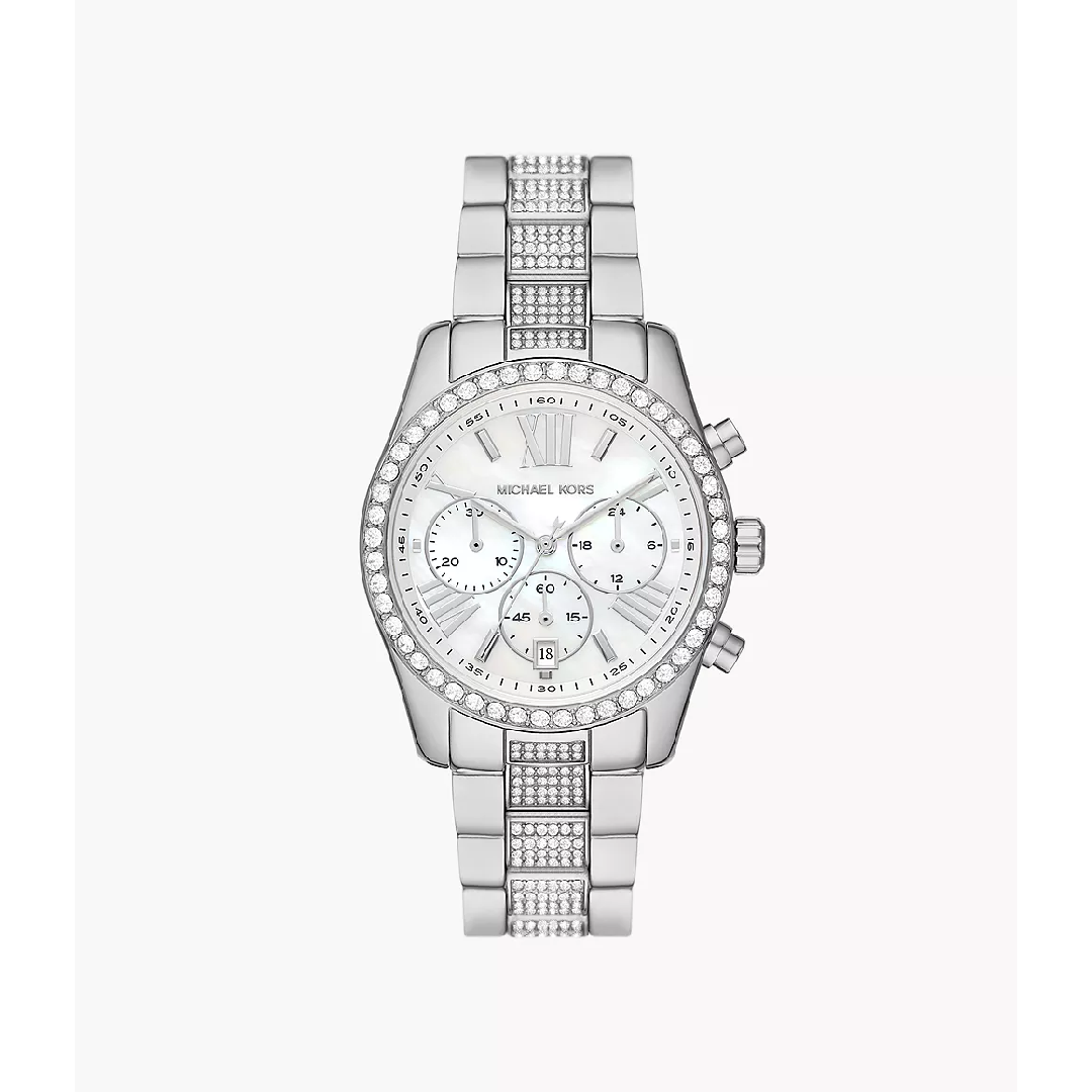 Michael Kors Women's Chronograph Quartz Silver Stainless Steel Silver Dial 38mm Watch MK7243
