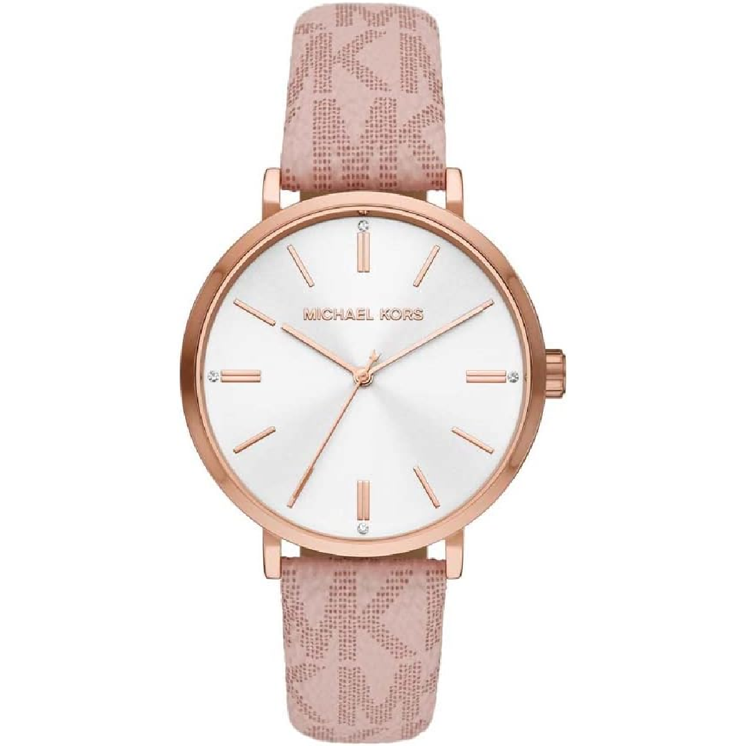 Michael Kors Women's Quartz Pink PVC Strap White Dial 40mm Watch MK2947