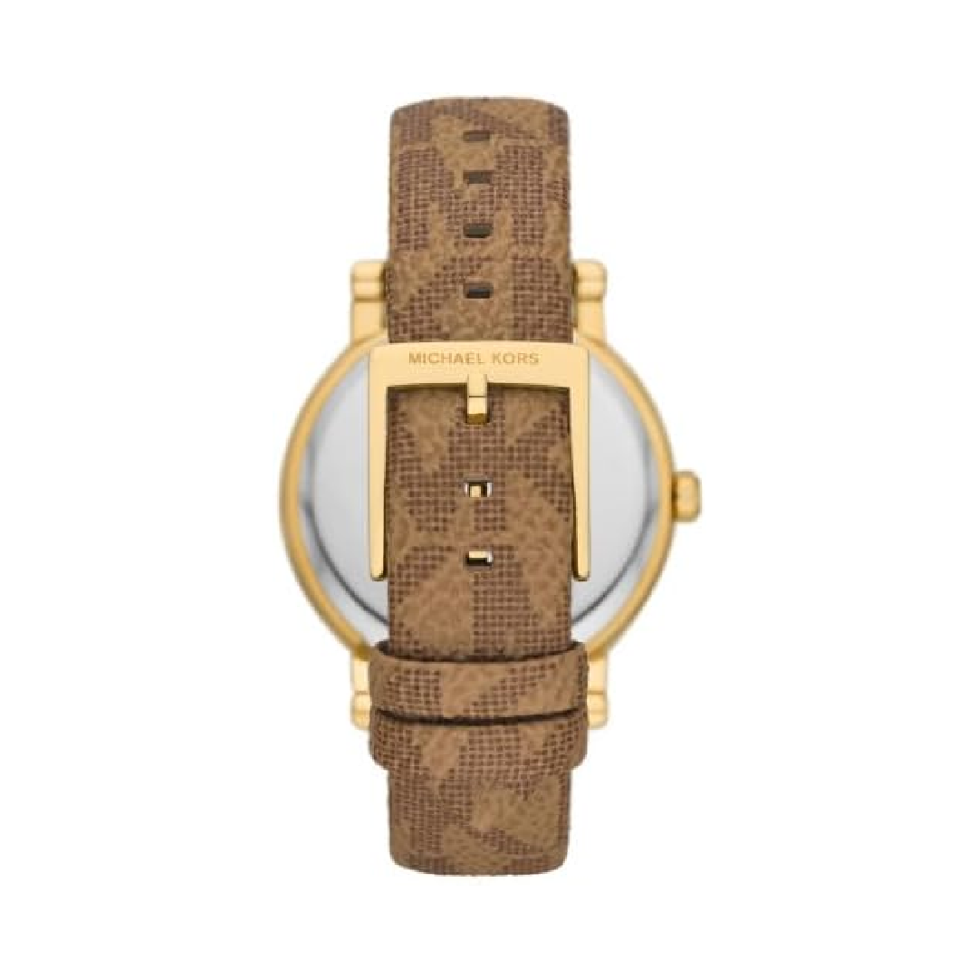 Michael Kors Women's Quartz Brown Leather Strap Gold Dial 38mm Watch MKO1026 - Image 3
