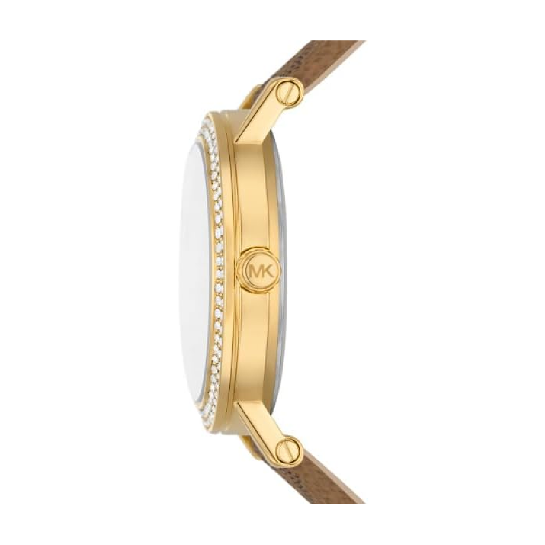 Michael Kors Women's Quartz Brown Leather Strap Gold Dial 38mm Watch MKO1026 - Image 2