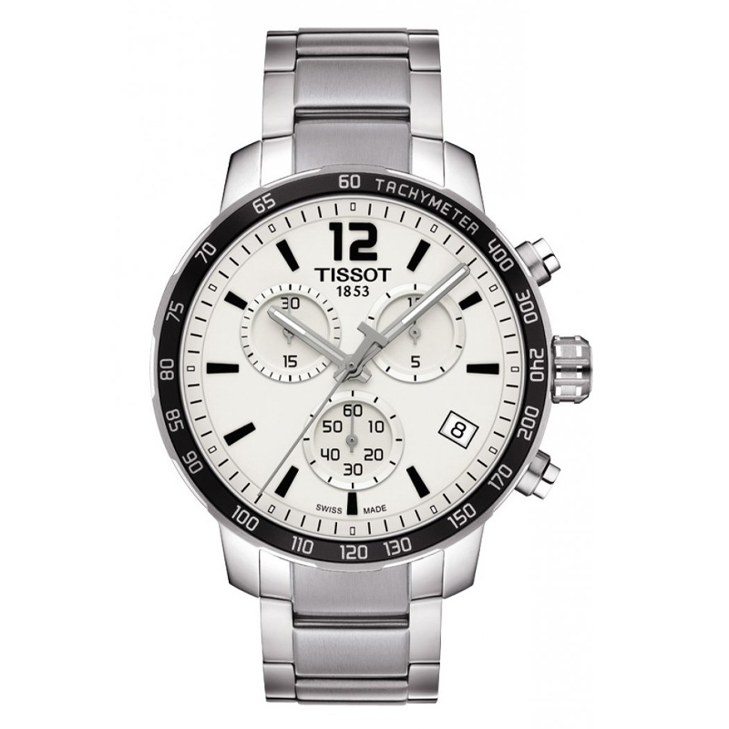 TISSOT Men’s Chronograph Quartz Swiss Made Silver Stainless Steel Silver Sunray Dial 42mm Watch T095.417.11.037.00