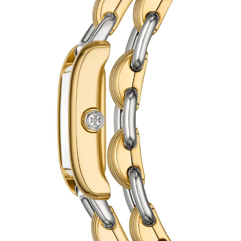 Tory Burch Women’s Quartz Two-tone Wrap Stainless Steel Beige Dial 28mm Watch TBW1074