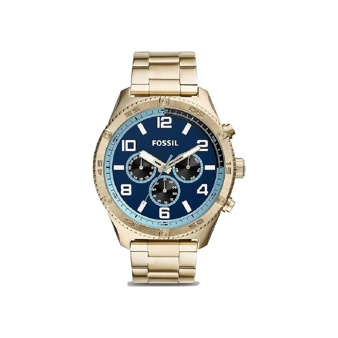 Fossil Men’s Chronograph Quartz Gold Stainless Steel Blue Dial 50mm Watch BQ2531 (Without Tag)