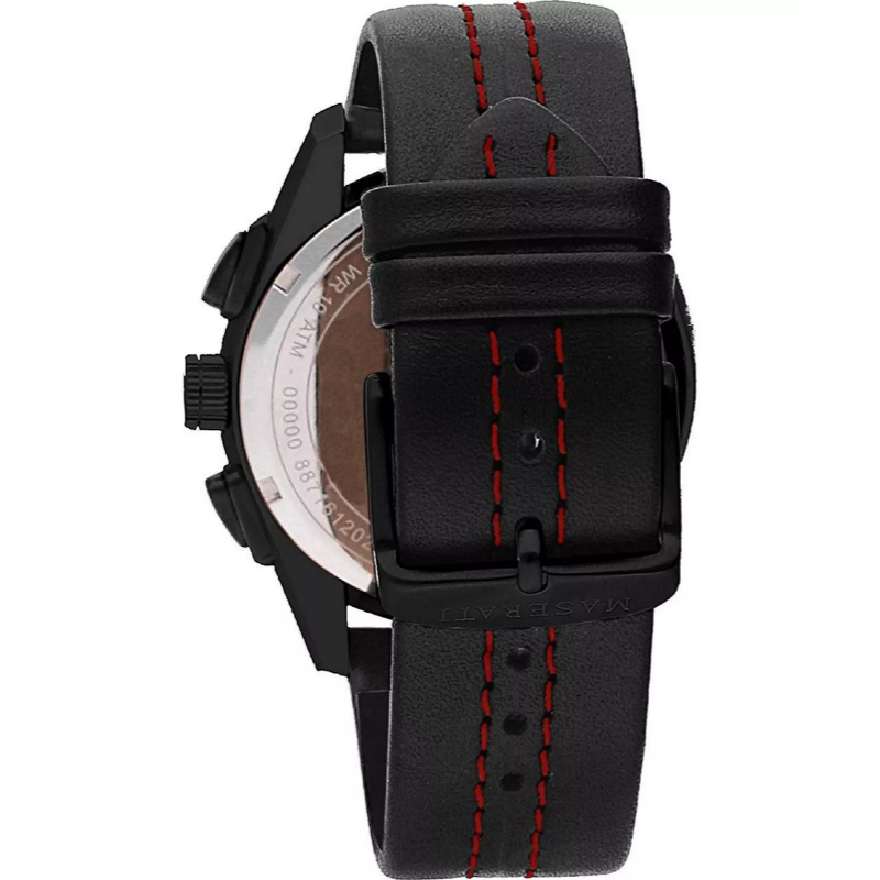 Maserati Men’s Chronograph Quartz Leather Strap Black Dial 45mm Watch R8871612023 - Image 2