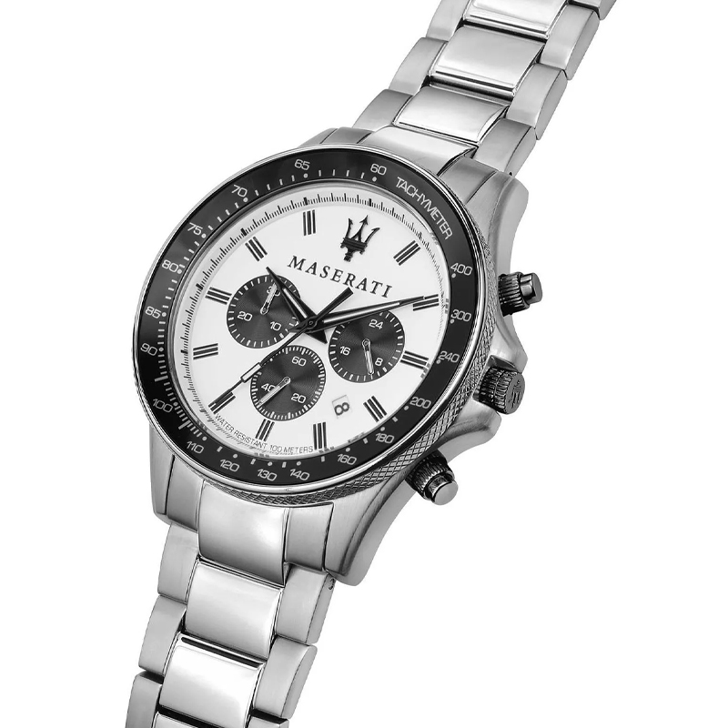 Maserati Men’s Chronograph Quartz Silver Stainless Steel White Dial 44mm Watch R8873640003