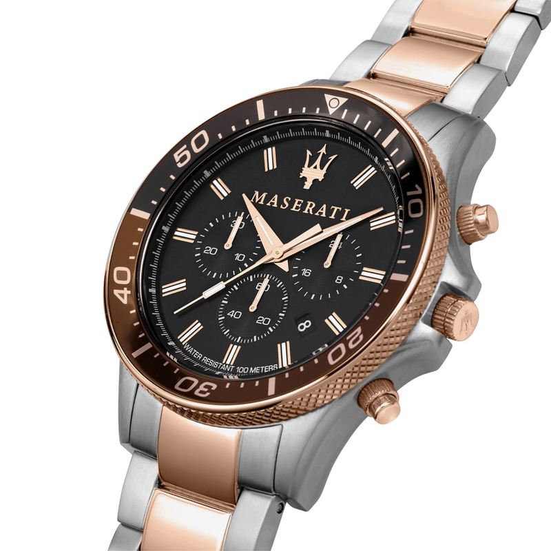 Maserati Men’s Chronograph Quartz Two-Tone Stainless Steel Black Dial 44mm Watch R8873640009