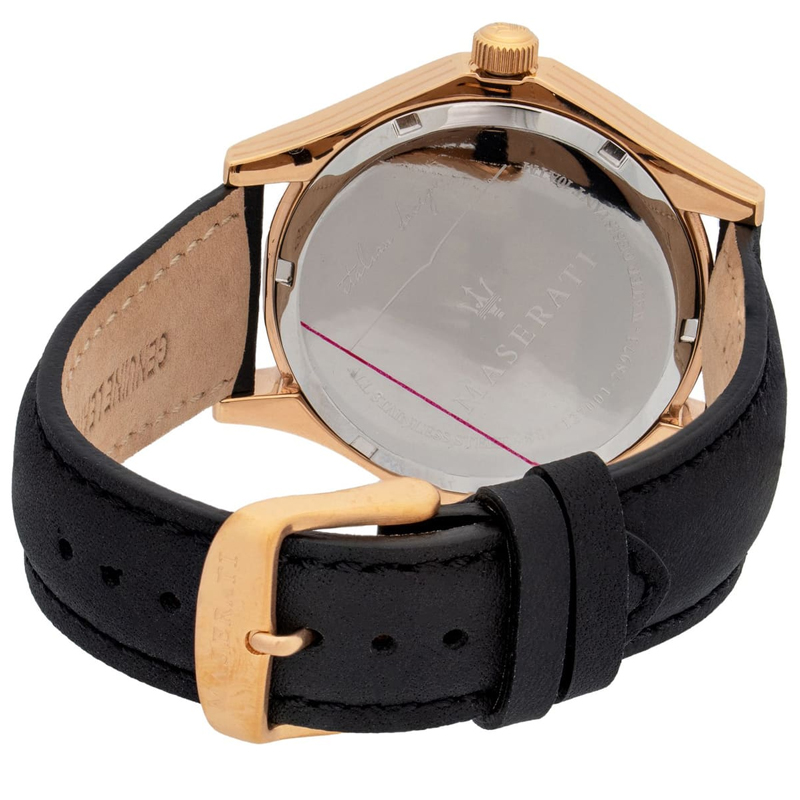 Maserati Men’s Quartz Black Leather Strap Black Dial 42mm Watch R8851127001 - Image 2