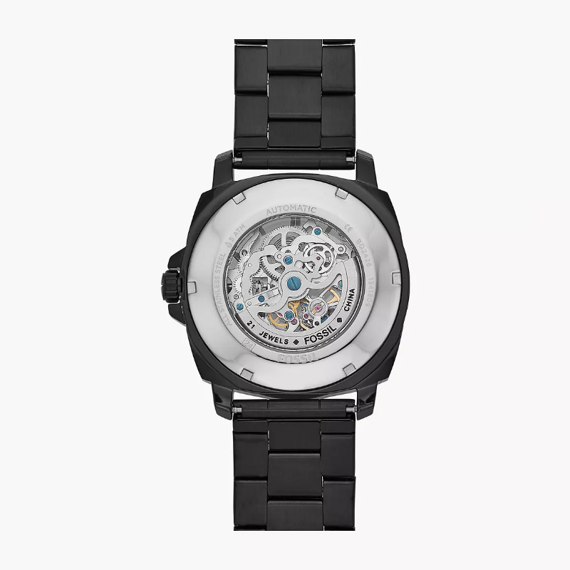 Fossil Men’s Automatic Black Stainless Steel Clear Dial 45mm Watch BQ2426 (Like New) - Image 3