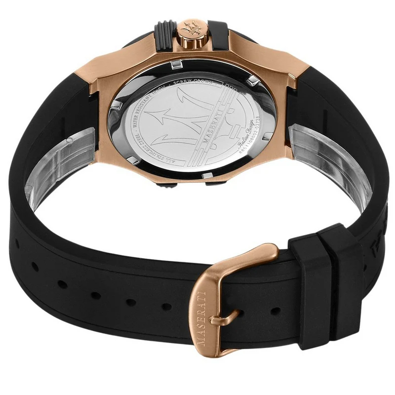 Maserati Men’s Quartz Black Silicone Strap Black Dial 40mm Watch R8851108002 - Image 3
