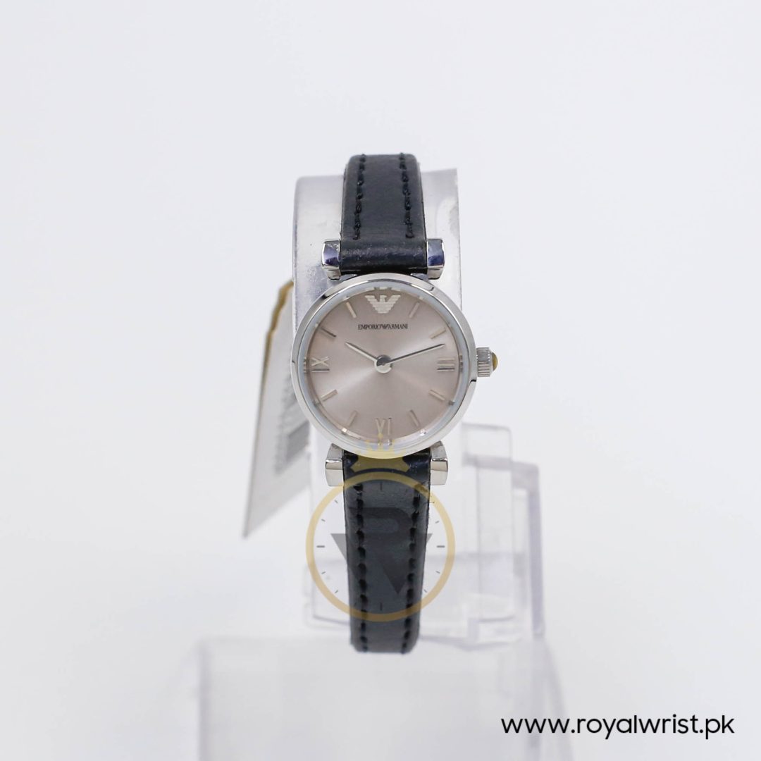 Emporio Armani Women’s Quartz Black Leather Strap Silver Grey 22mm Watch AR1685-1 - Image 2