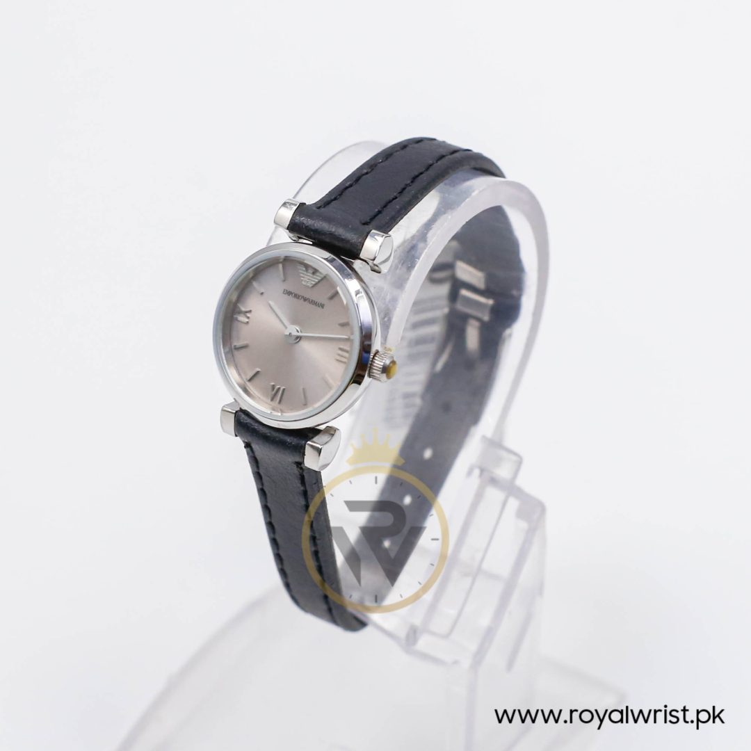 Emporio Armani Women’s Quartz Black Leather Strap Silver Grey 22mm Watch AR1685-1 - Image 6