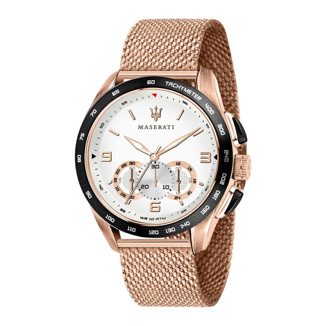 Maserati Traguardo Men’s Quartz Rose Gold Stainless Steel White Dial 45mm Watch R8873612011