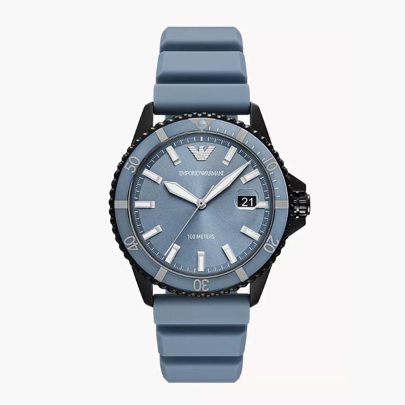 Emporio Armani Men’s Quartz Ice Blue Silicone Strap Ice Blue Dial 42mm Watch AR11685