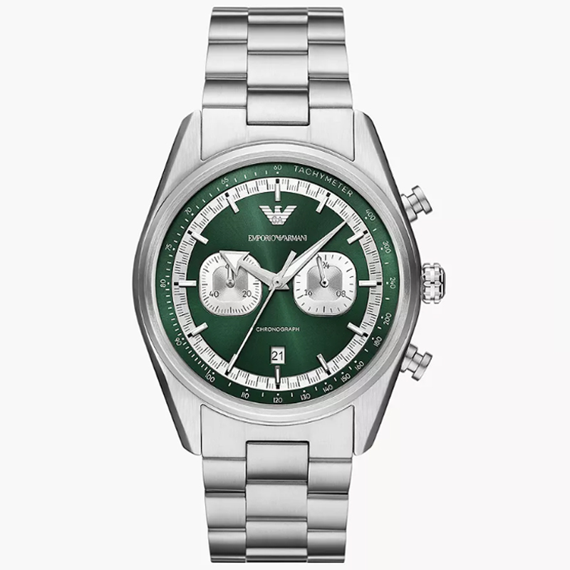 Emporio Armani Men’s Quartz Silver Stainless Steel Green Dial 42mm Watch AR11637