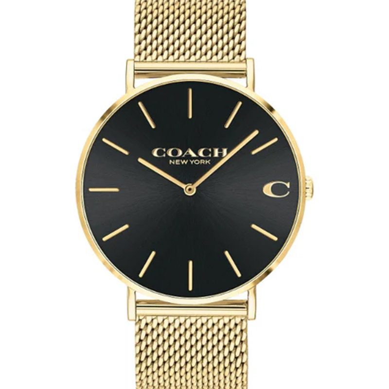 Coach Men’s Quartz Gold Stainless Steel Black Dial 41mm Watch 14602440