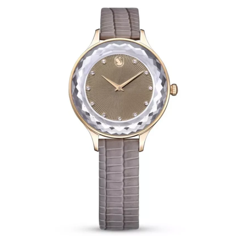 SWAROVSKI Women’s Swiss Made Quartz Beige Leather Strap Beige Dial 33mm Watch 5649999