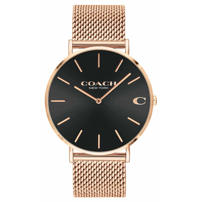 Coach Men’s Quartz Rose Gold Stainless Steel Black Dial 41mm Watch 14602552