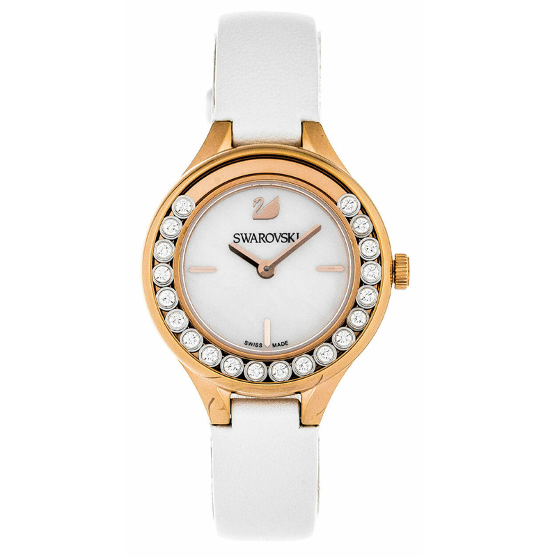 SWAROVSKI Women’s Swiss Made Quartz White Leather Strap Mother Of Pearl Dial 31mm Watch 5242904