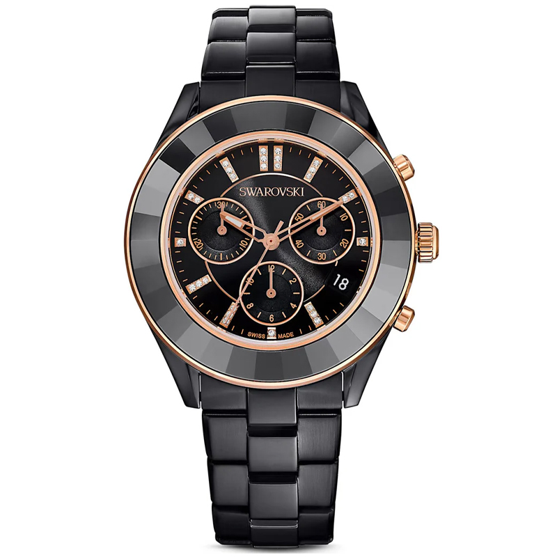 SWAROVSKI Unisex Swiss Made Quartz Black Stainless Steel Black Dial 39mm Watch 5610472