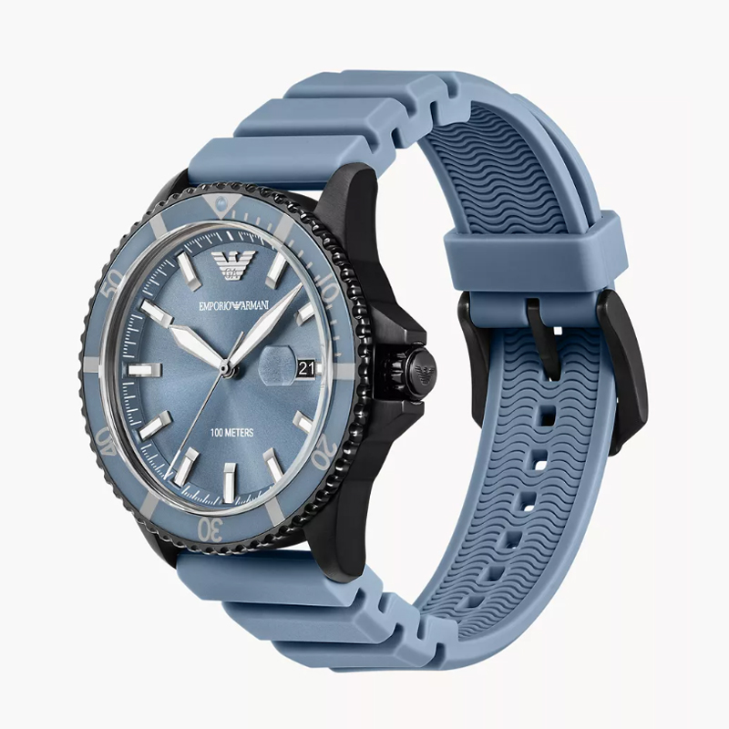 Emporio Armani Men’s Quartz Ice Blue Silicone Strap Ice Blue Dial 42mm Watch AR11685 - Image 2