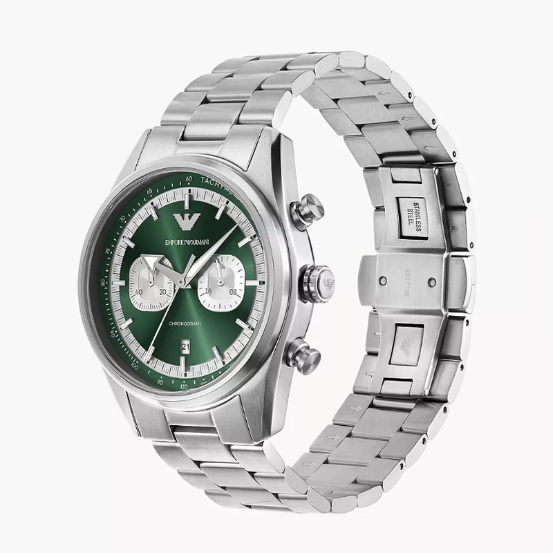 Emporio Armani Men’s Quartz Silver Stainless Steel Green Dial 42mm Watch AR11637 - Image 2