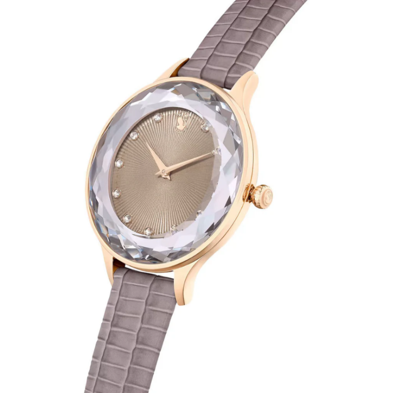 SWAROVSKI Women’s Swiss Made Quartz Beige Leather Strap Beige Dial 33mm Watch 5649999 - Image 2