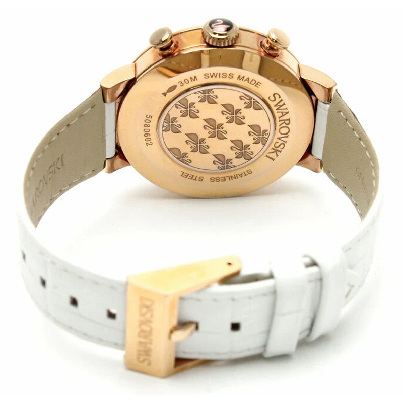 SWAROVSKI Women’s Swiss Made Quartz White Leather Strap White Dial 38mm Watch 5080602 - Image 2