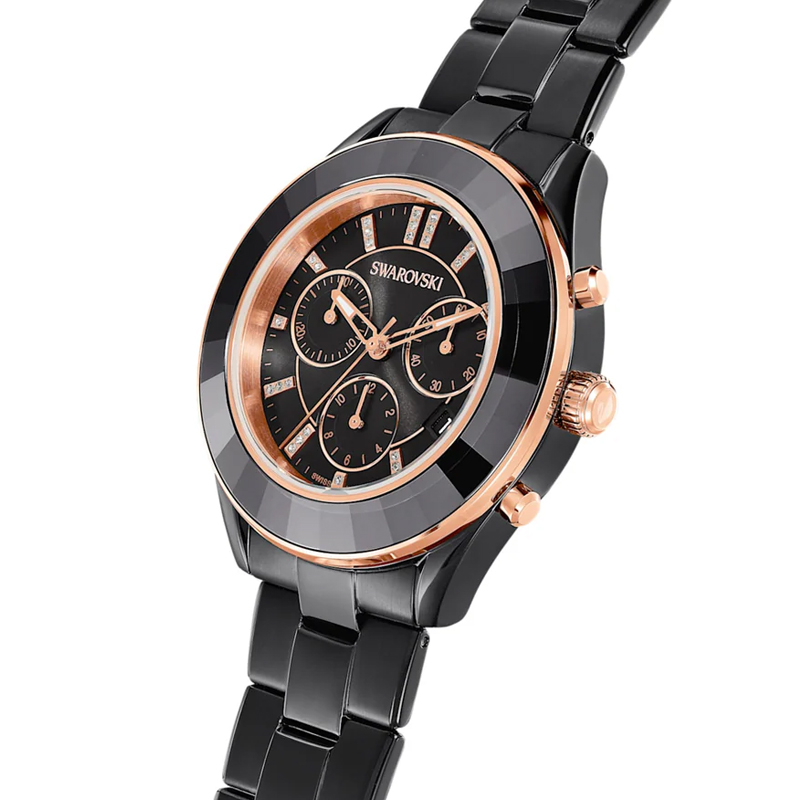 SWAROVSKI Unisex Swiss Made Quartz Black Stainless Steel Black Dial 39mm Watch 5610472 - Image 2