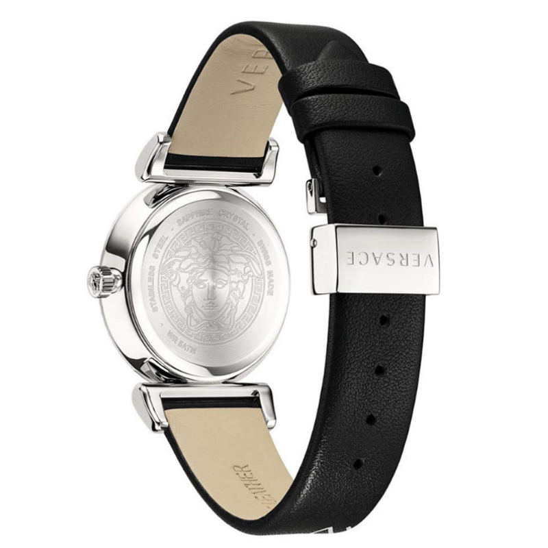 Versace Women’s Quartz Swiss Made Black Leather Strap Black Dial 35mm Watch VERE00918 (Like New) - Image 2