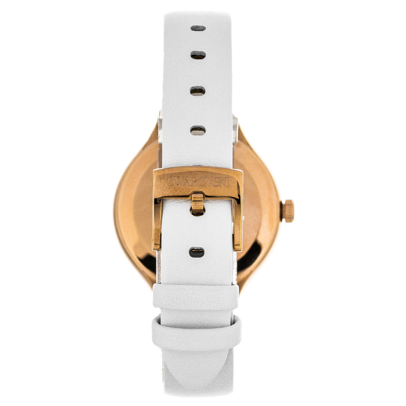 SWAROVSKI Women’s Swiss Made Quartz White Leather Strap Mother Of Pearl Dial 31mm Watch 5242904 - Image 3