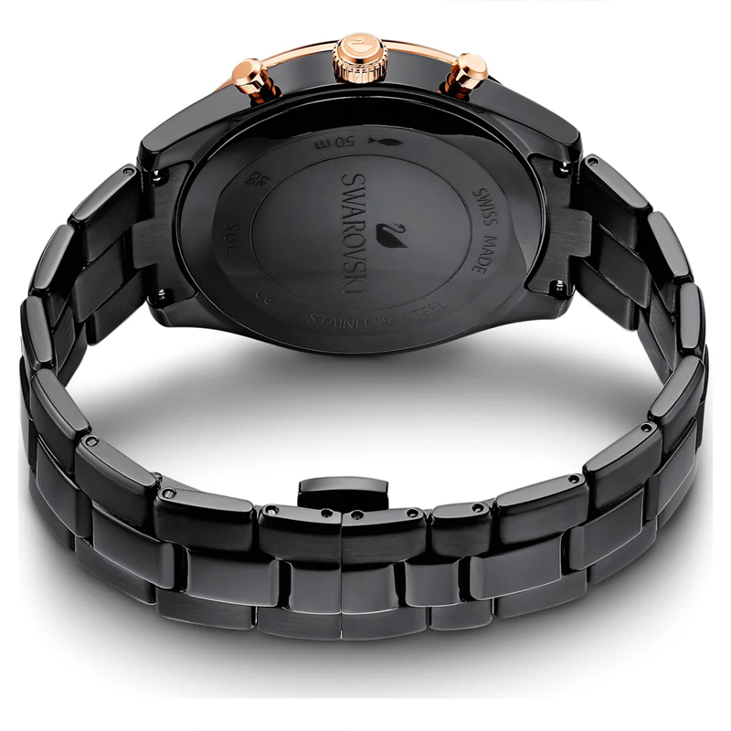 SWAROVSKI Unisex Swiss Made Quartz Black Stainless Steel Black Dial 39mm Watch 5610472 - Image 3