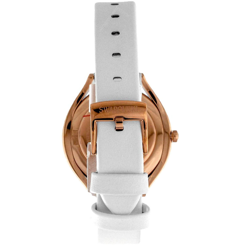 SWAROVSKI Women’s Swiss Made Quartz White Leather Strap White Dial 35mm Watch 5519453 - Image 3