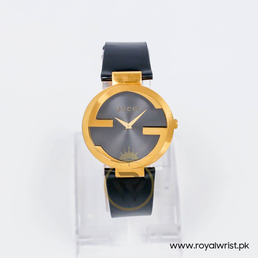 Gucci Unisex Swiss Made Quartz Black Leather Strap Black Dial 37mm Watch YA133326/1