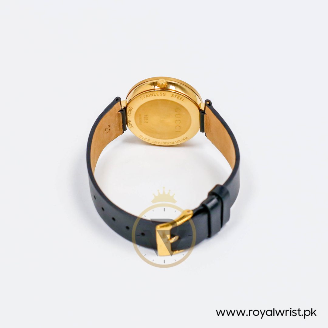 Gucci Unisex Swiss Made Quartz Black Leather Strap Black Dial 37mm Watch YA133326/1 - Image 10