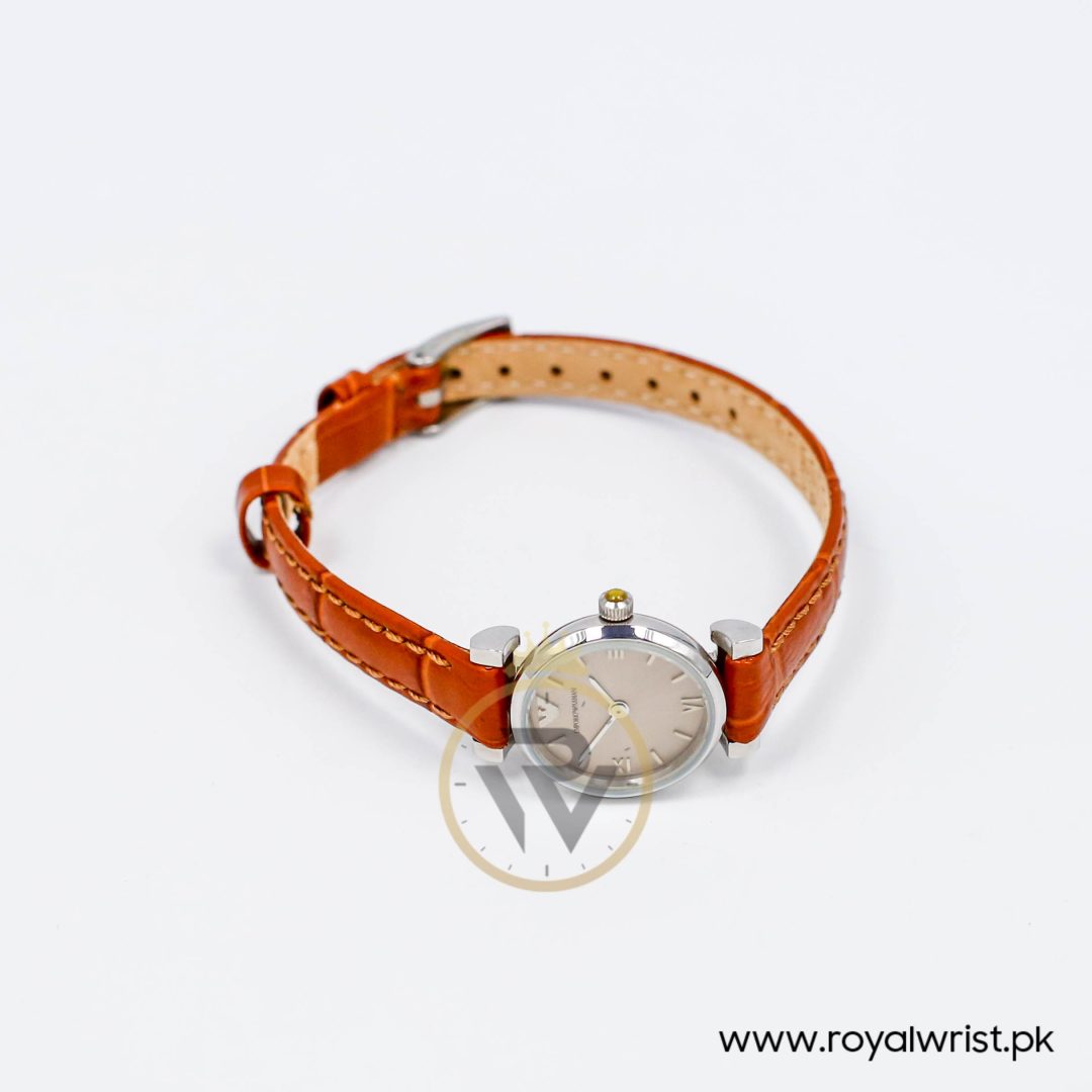 Emporio Armani Women’s Quartz Brown Leather Strap Grey 22mm Watch AR1685-3 - Image 6