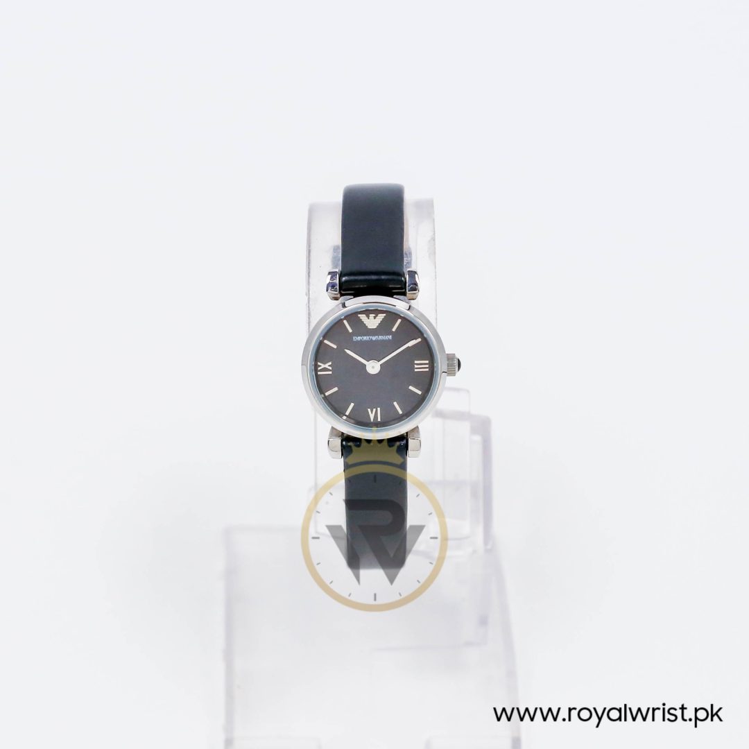 Emporio Armani Women’s Quartz Black Leather Strap Black Mother Of Pearl Dial 22mm Watch AR1684 - Image 2