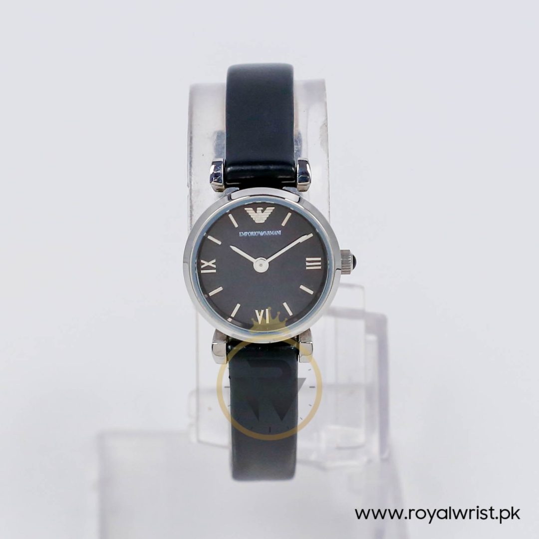 Emporio Armani Women’s Quartz Black Leather Strap Black Mother Of Pearl Dial 22mm Watch AR1684 - Image 3