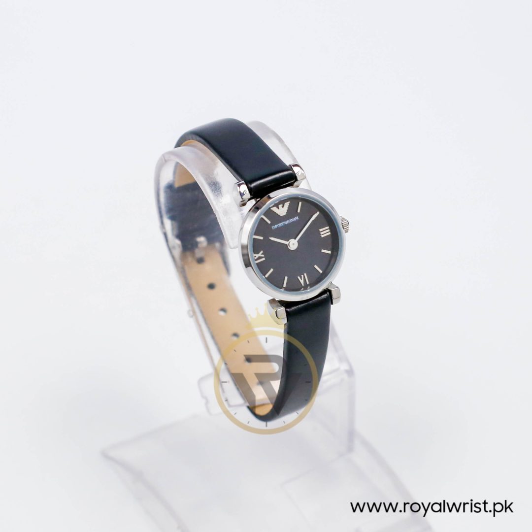 Emporio Armani Women’s Quartz Black Leather Strap Black Mother Of Pearl Dial 22mm Watch AR1684 - Image 5