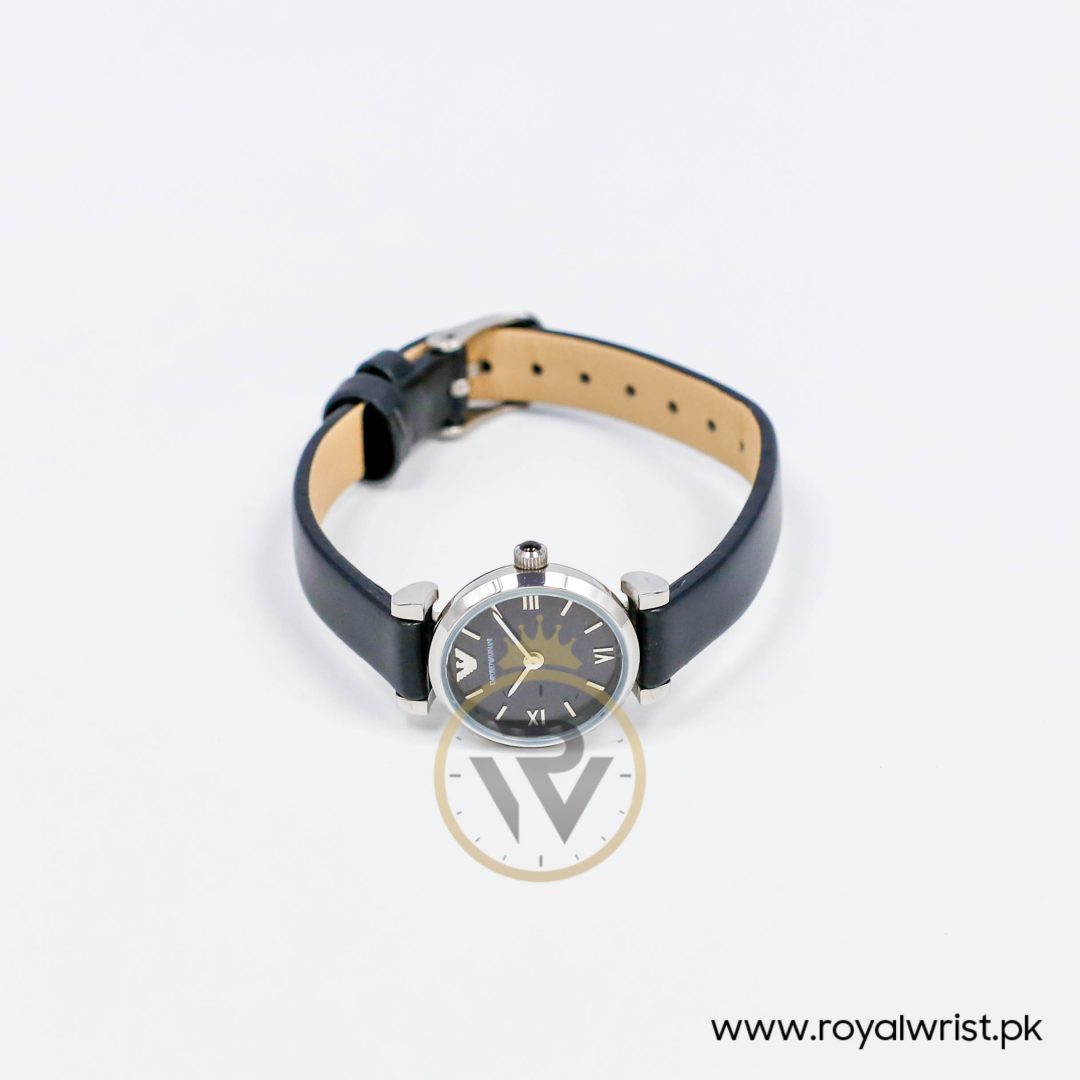 Emporio Armani Women’s Quartz Black Leather Strap Black Mother Of Pearl Dial 22mm Watch AR1684 - Image 10
