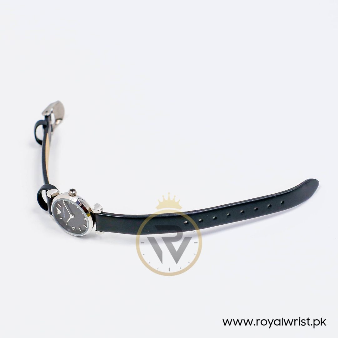 Emporio Armani Women’s Quartz Black Leather Strap Black Mother Of Pearl Dial 22mm Watch AR1684 - Image 6