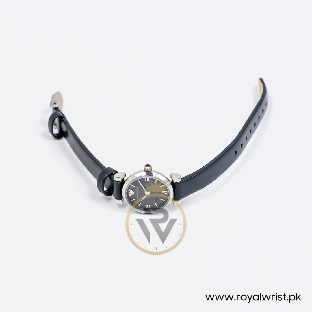 Emporio Armani Women’s Quartz Black Leather Strap Black Mother Of Pearl Dial 22mm Watch AR1684 - Image 7
