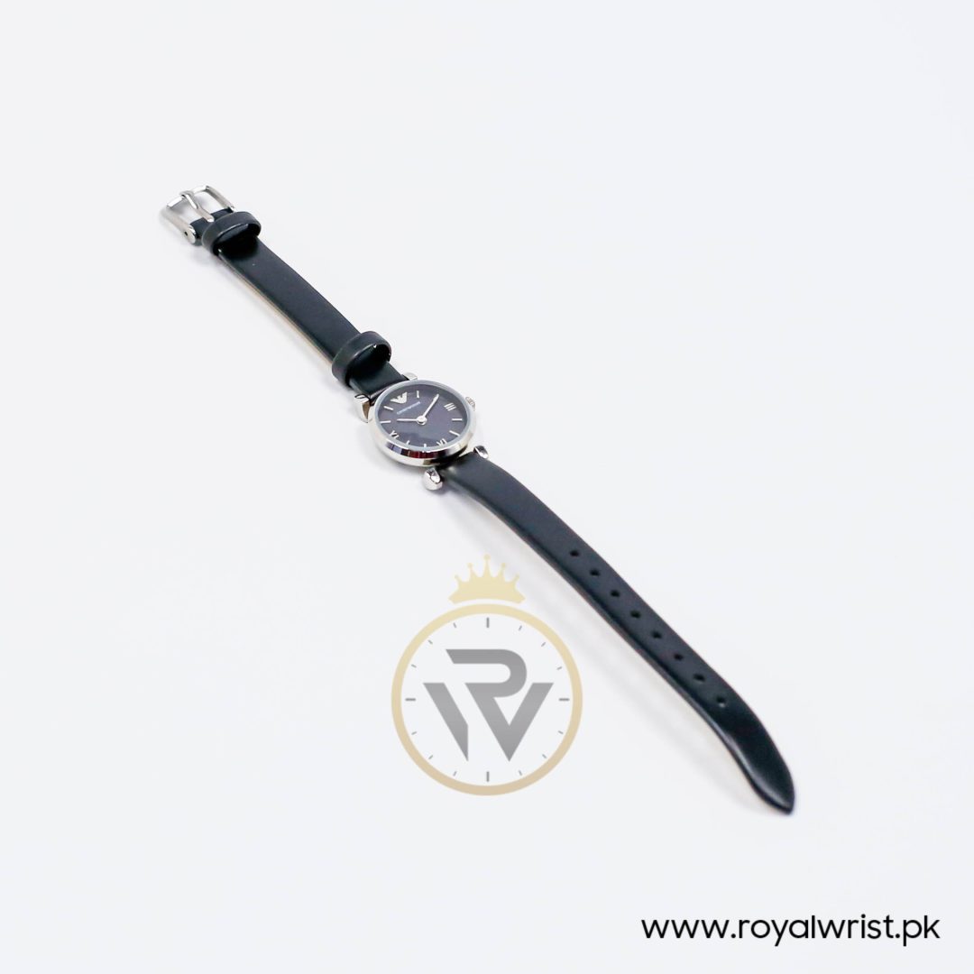 Emporio Armani Women’s Quartz Black Leather Strap Black Mother Of Pearl Dial 22mm Watch AR1684 - Image 9