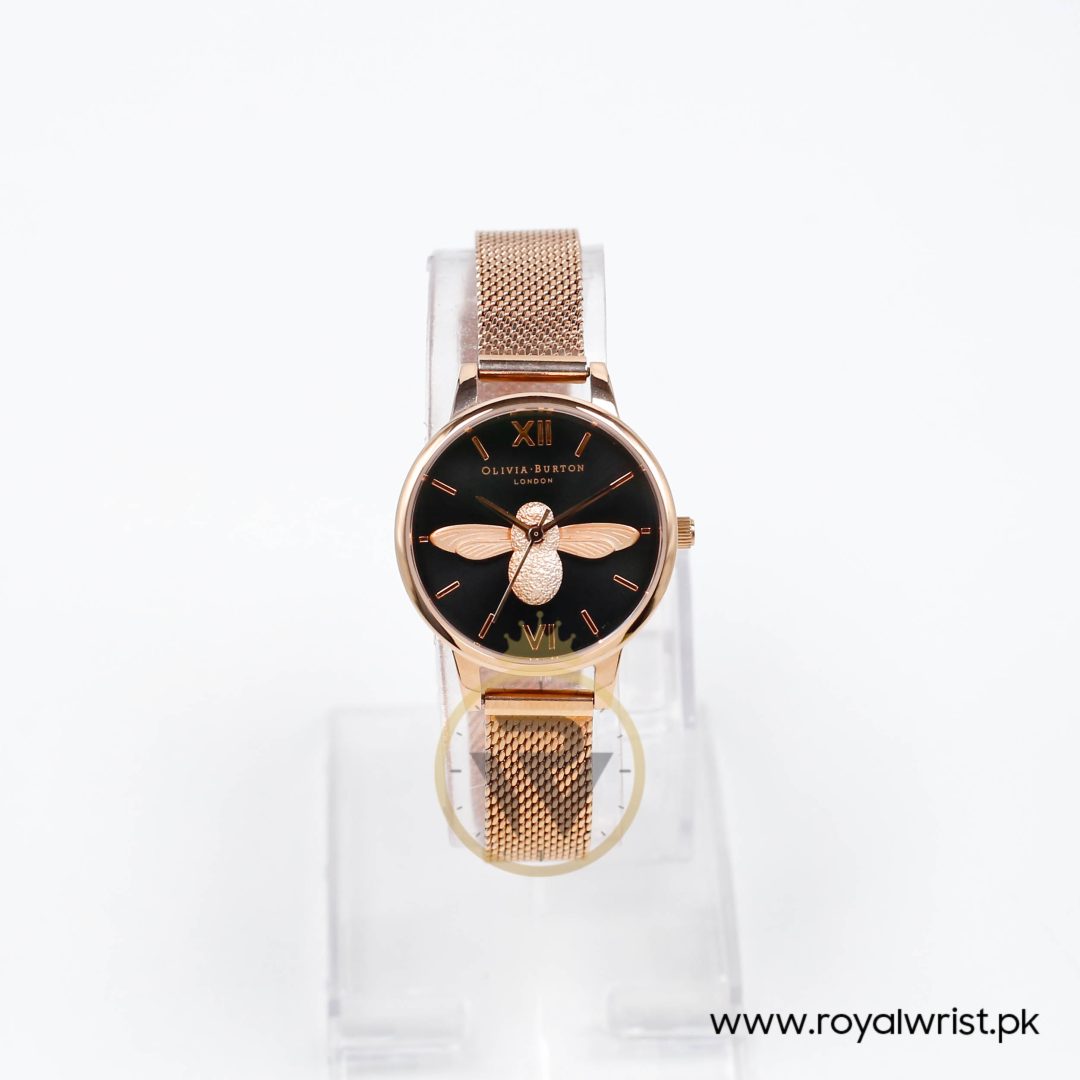 Olivia Burton Women's Quartz Rose Gold Stainless Steel Black Dial 30mm Watch HM1121-3 (Like New) - Image 2